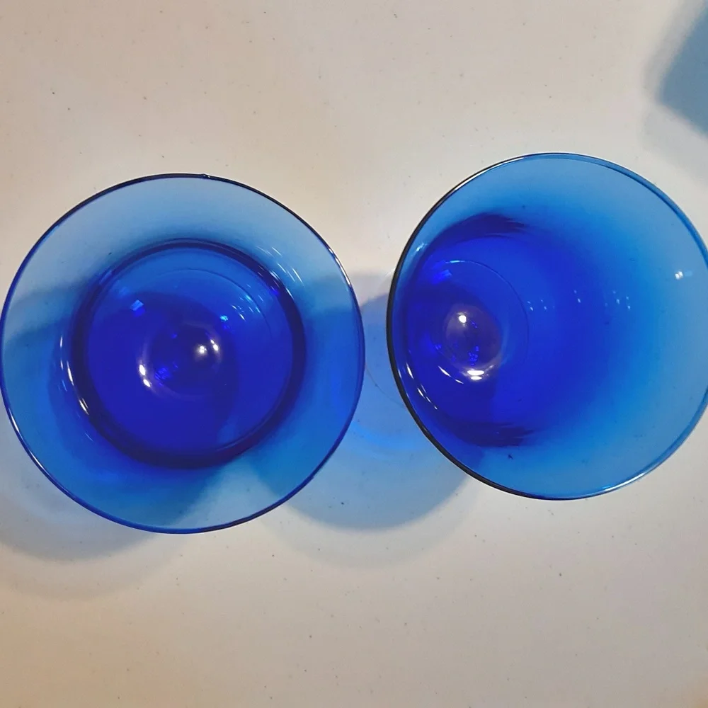 Cobalt Blue Balloon Wine Glasses Water Goblets